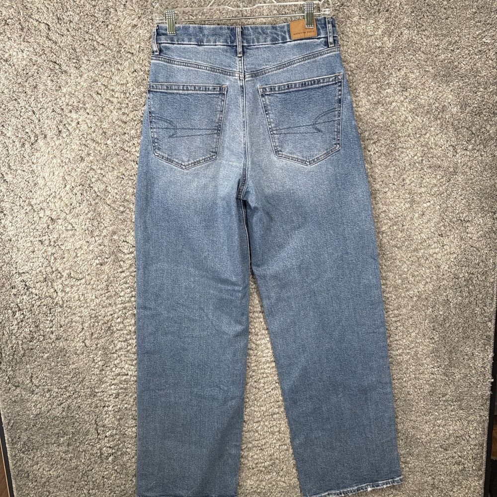 American Eagle Curvy Super High Rise Baggy Straight Jeans 6 Long Medium Wash - Picture 4 of 13